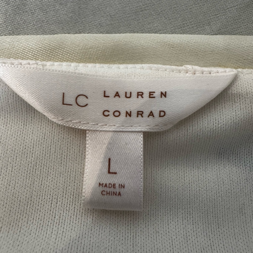 LC Lauren Conrad White Floral Mini Dress Sz L - Picture 14 of 16